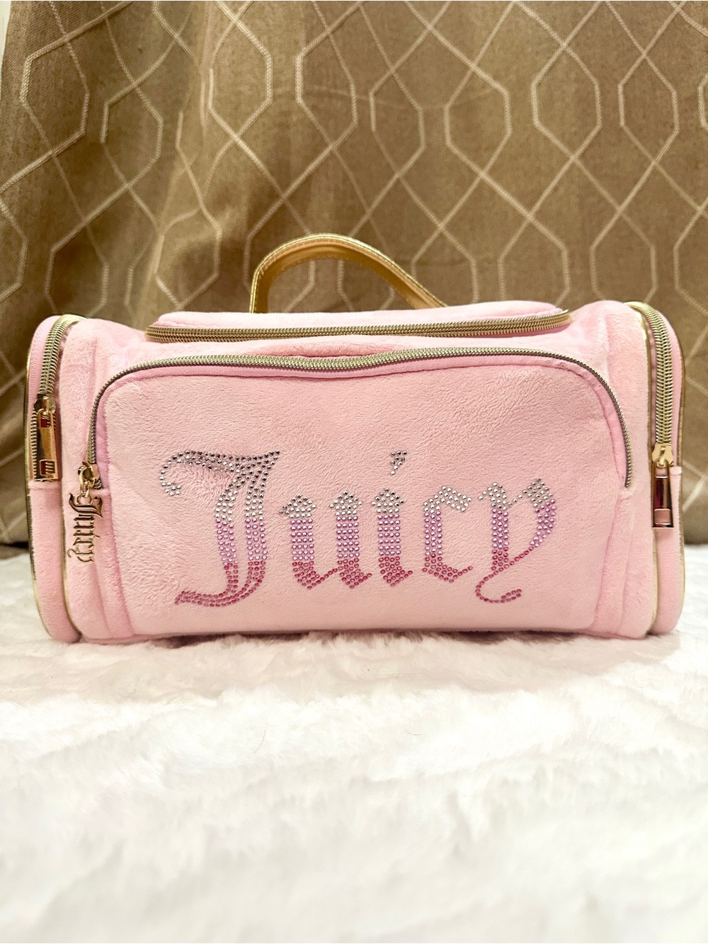 Juicy Couture Rhinestone Velour Makeup Over Night Products Bag